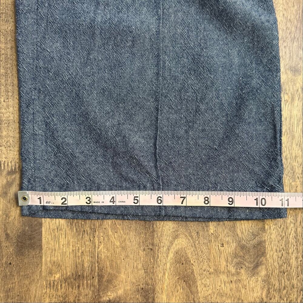Gap Linen Blend Pull-On Pants Cropped High Rise Vacation Blue Women's Medium - Picture 7 of 10